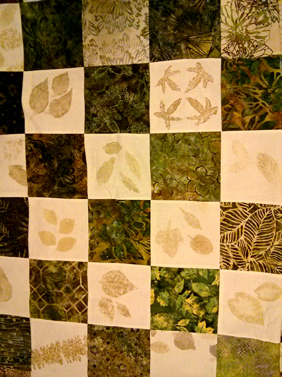 leaf pounded quilt top