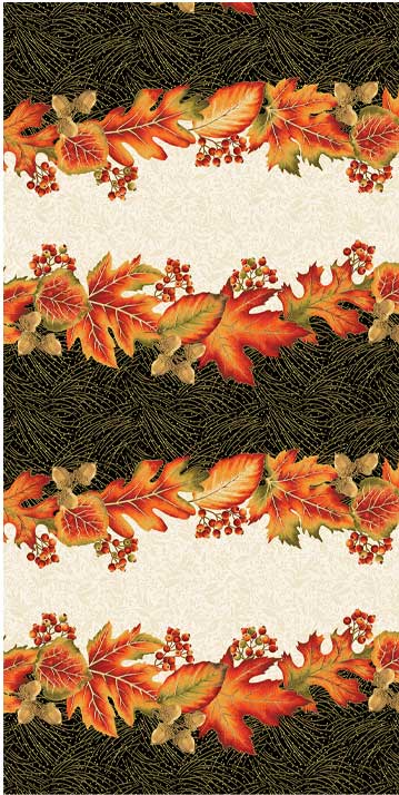 Autumn Leaves border stripe print from Benartex