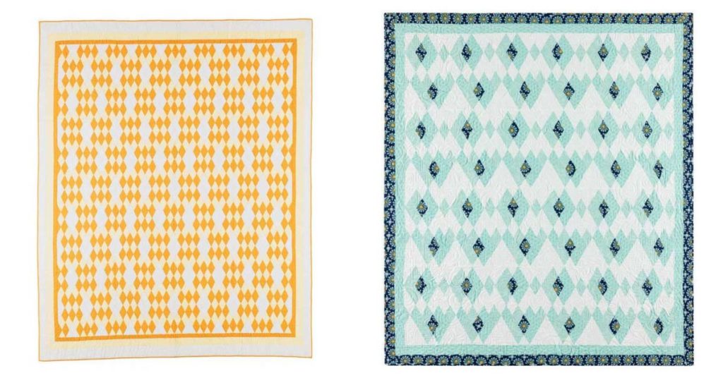 Guide Post: (left) copyright 1930, made in 1934 by an unknown quiltmaker; (right) 64˝ x 72˝, 2016, made by Linda Pumphrey, quilted by Karen K