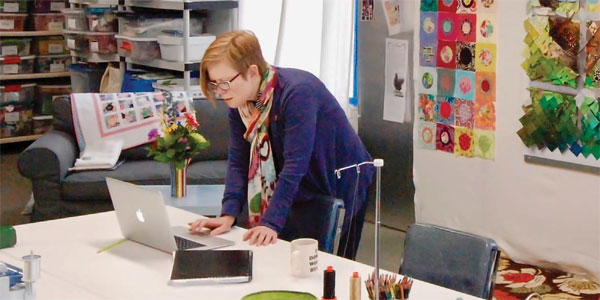 Timna Tarr working in her studio located in South Hadley, Massachusetts.