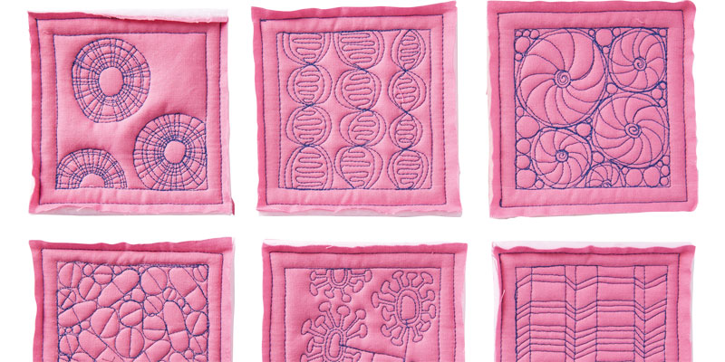 A selection of free-motion quilting samples by Susan Brubaker Knapp